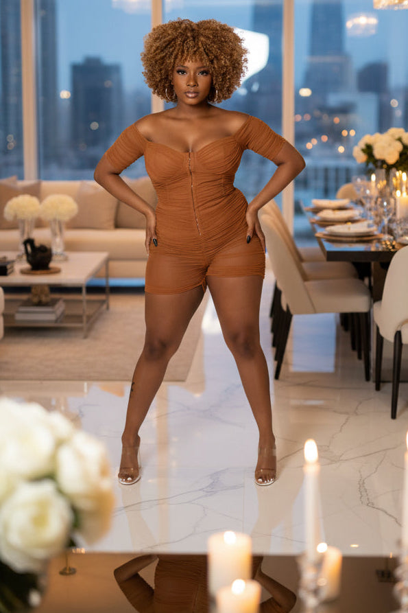 Worst Behavior Ruched Corset Romper