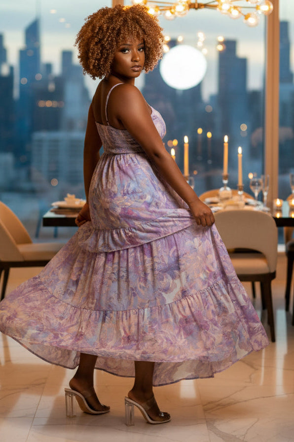 Beauty At The Beach Floral Chiffon Maxi Boutique Dress