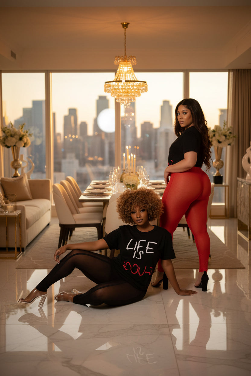 Birthday Suit Mesh Leggings Red
