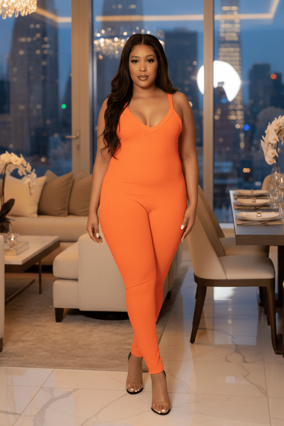 Influencer Orange Sleeveless Jumpsuit