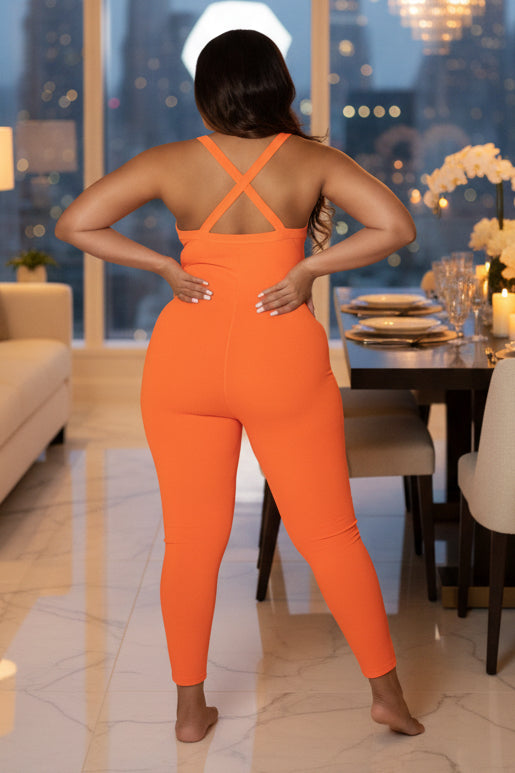 Influencer Orange Sleeveless Jumpsuit