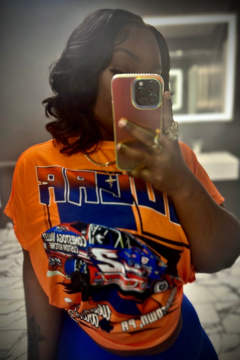 Motor Sports Tee - Orange - Final Sale