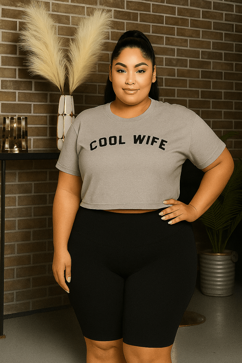Cool Wife Crop Top Tee Curvy - Final Sale