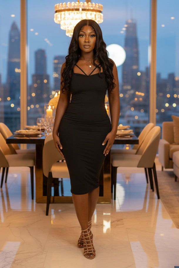 Cross My Heart Midi Dress Black
