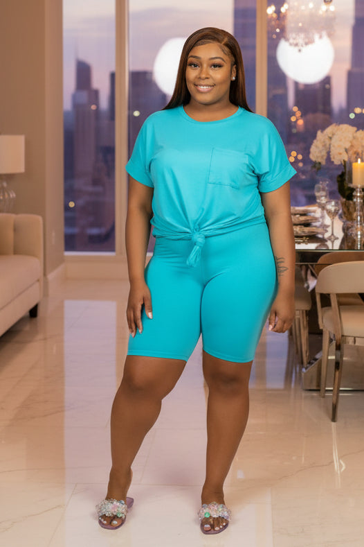 Easy On Me Short Set - Blue