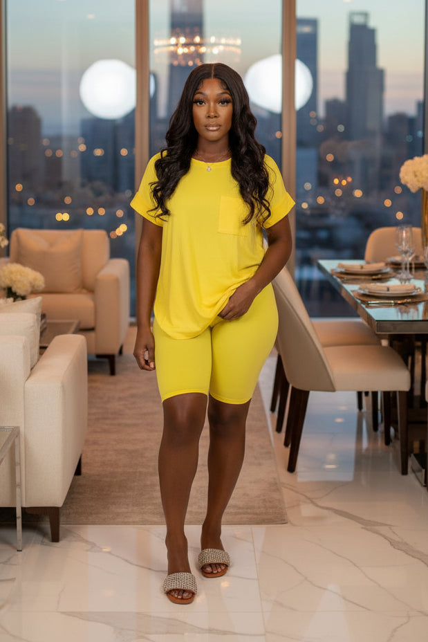 Easy On Me Short Set - Yellow
