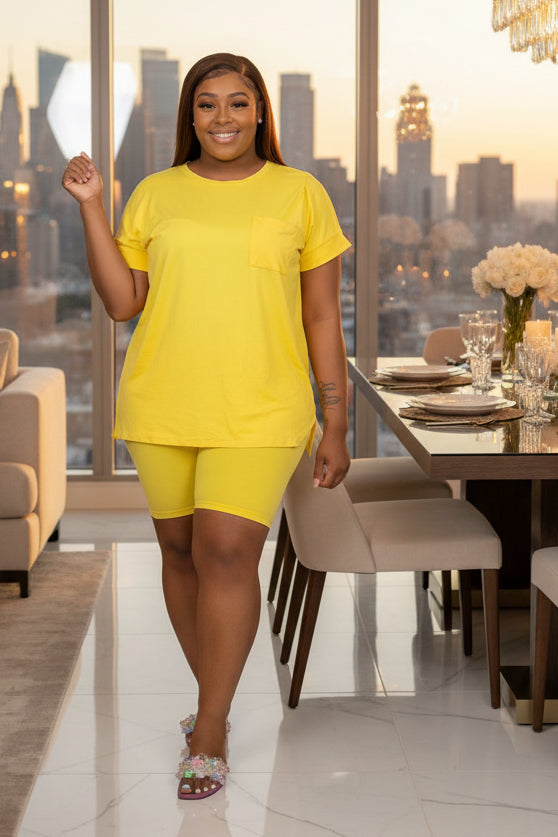 Easy On Me Short Set - Yellow
