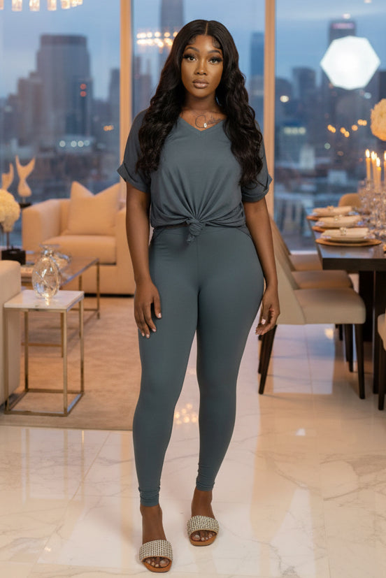 Take It Easy Pant Set - Grey