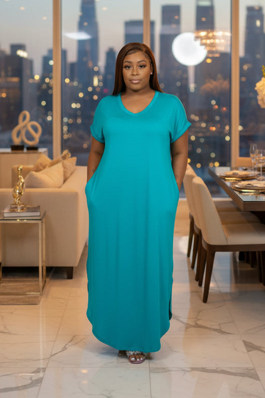 The Essentials Oversized Maxi Dress - Jade