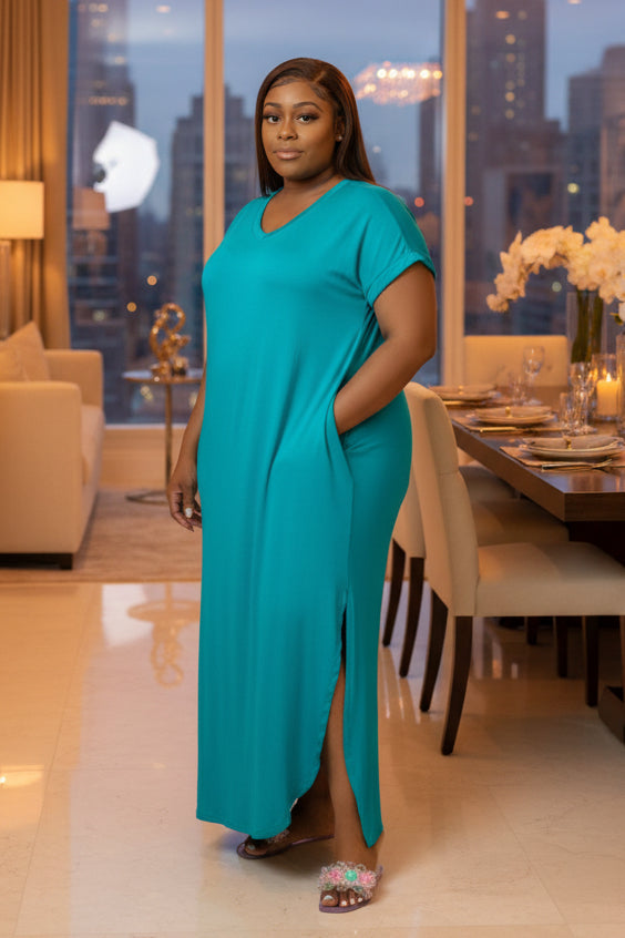 The Essentials Oversized Maxi Dress - Jade