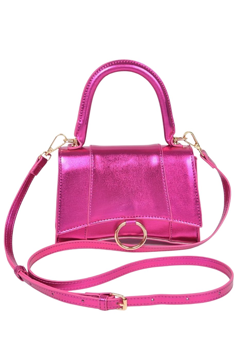 Sweet Girl Metallic Handbag - Fuchsia