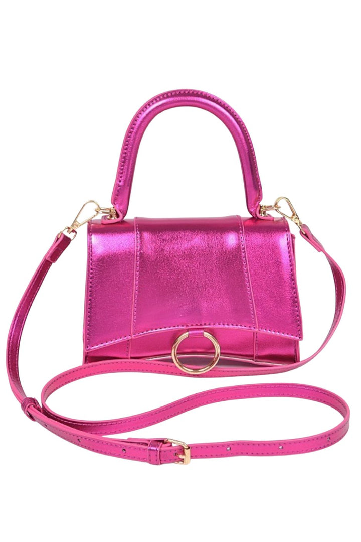 Sweet Girl Metallic Handbag - Fuchsia