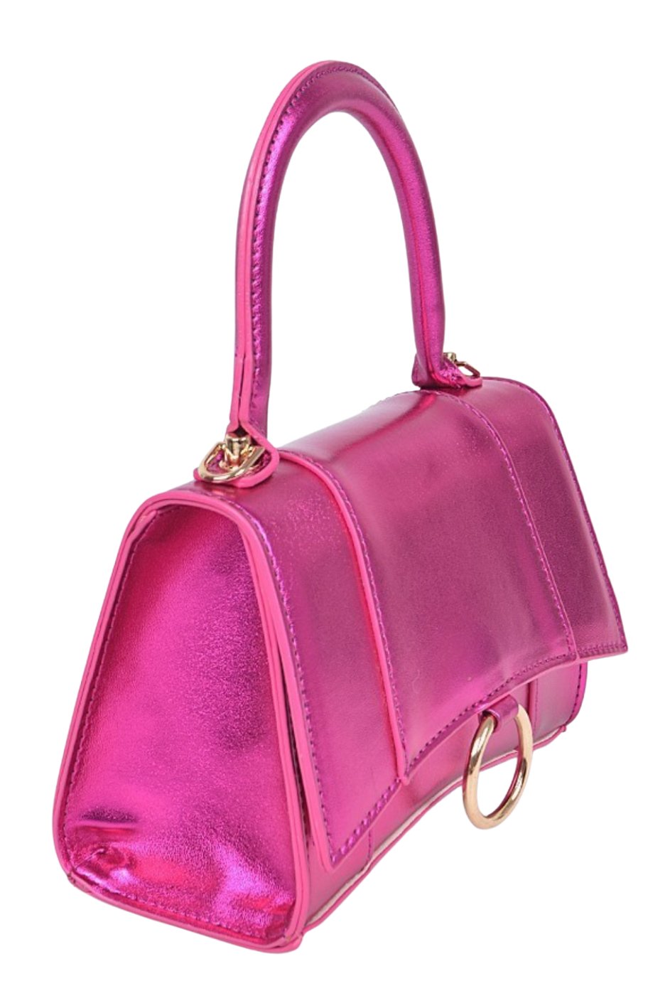 Sweet Girl Metallic Handbag - Fuchsia