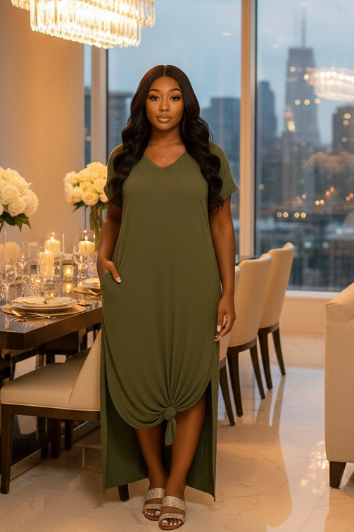 The Essentials Oversized Maxi Dress - Olive
